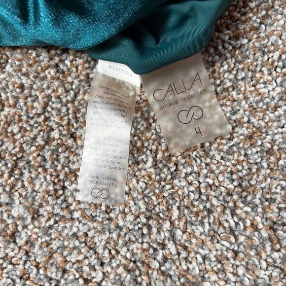 Calia Scoop Neck One Piece Teal Bathing Suit.  Size 4 - Picture 5 of 7